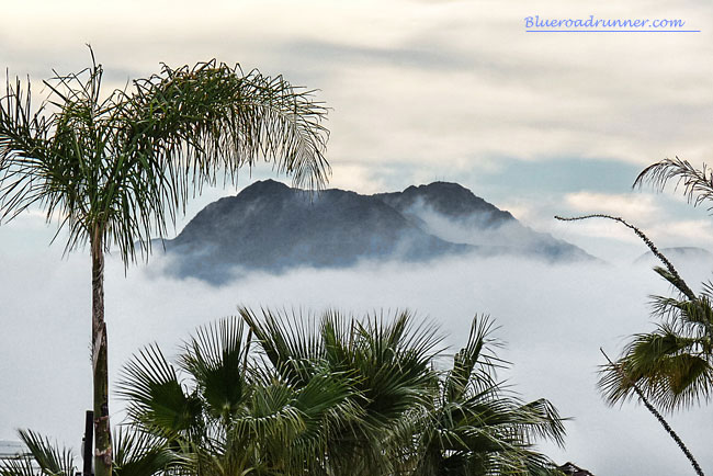 mountain in a fog